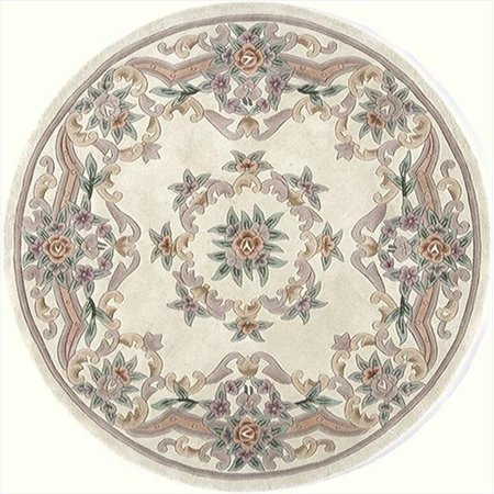 RUGS AMERICA Rugs America 21530 6 ft. New Aubusson Ivory Round Area Rug 21530